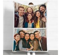 Eletizy Custom Flannel Blanket for Adult Kid, Personalized Photos Throw Blanket Single Sided Printing, Perfect Home Decor Gift Birthday Valentines Christmas (2 Photos, 150x220CM)