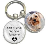 Eletizy Personalised Pet Memorial Keyring,Customise DogCat Remembrance Keyrings with PhotoText Key Ring,Key Chain Gift for Loss of Pet-Once by my side forever in my heart