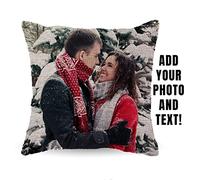 Eletizy Personalized Custom Throw Pillowcase, DIY Design Picture Photos & Text Customize, Single Side Printed Cushion Covers, Pet Photo, Lover & Family Photo, Throw Pillow Case only, 18''x18''(Cotton)