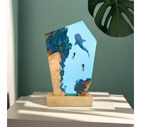 eletriace Epoxy Resin Ocean Lamp Diver Whale Night Light Desk Art Ornaments for Men Office Decor Handmade Bedside Table Lamp Bedroom Decor Suitable for Holidays(Whale Shark)