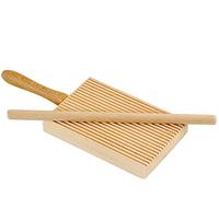 ELETTRO CENTER Item 298 Ridged Gnocchi Board and Garganelli Pasta Rod, Wooden, Beige