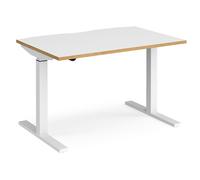 elev 1200mm electric height adjustable desk in white and oak