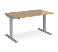 elev 1400mm electric height adjustable desk in oak and silver