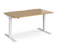 elev 1400mm electric height adjustable desk in oak and white