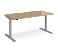 elev 1600mm electric height adjustable desk in oak and silver