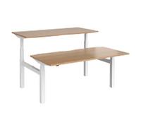 Elev8² Rectangular Sit Stand Back to Back Desk with Beech Coloured Melamine Top and White Frame 4 Legs Touch 1600 x 1650 x 675 - 1300 mm