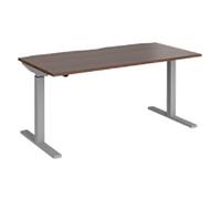 Elev8² Sit Stand Single Desk with Walnut Melamine Top and Silver Frame 2 Legs Mono 1600 x 800 x 675 - 1175 mm