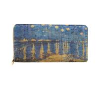 Elevanty Printed Natural Cork Wallet, Women's Wallet with Inner Zip, Card Holder and Purse, Sunflowers, Van Gogh Style, Beach, brown, Contemporary