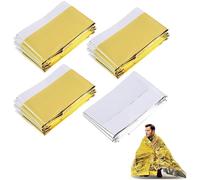 ElevaPulse Rescue Blanket Gold Silver - Pack of 4 Emergency Blanket, Thermal Blanket, Weatherproof and Reusable for Camping and First Aid