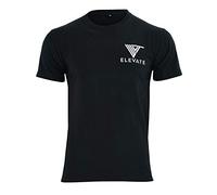 Elevate Apparel Muscle Fit Full Logo Gym T Shirt for Weight Lifting Fitness Running Training Performance Workouts Slim Functional Breathable Sportswear Top Mens (XL) Black