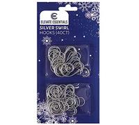 Elevate Essentials Silver Swirl Hook, Silver S Ornament Hooks, Silver Decorative Ornament Hangers, Christmas Silver Ornament Hooks for Decoration, Metal Wire Hanging Hook, 40 ct