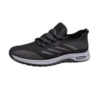 Elevate Men's Sports Shoes Mesh Trainers Unisex Jogging Shoes Sports Shoes Trainers Breathable Lace-Up Shoes Soft Sole Casual Shoes Fashion Fabric Shoes 39-44, black, 7 UK
