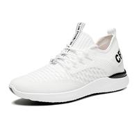 Elevate Sports Shoes Men's 8 cm - Stylish Mesh Trainers Men's Airy Sports Shoes Invisible Lifting Casual Comfortable Trainers Non-Slip Hiking Shoes Soft Sole Running Shoes Outdoor Running Shoes, White