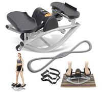 Elevate Step, 15mins of Fun Fitness a Day, The Rock Stepper with Pull Ropes for Upper Body Exercises, No Assembly, Full-Body Burn, Built-In Digital Counter, Low-Impact & Knee-Friendly (Gray)