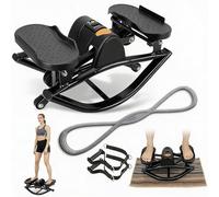 Elevate Step, 15mins of Fun Fitness a Day, The Rock Stepper with Pull Ropes for Upper Body Exercises, No Assembly, Full-Body Burn, Built-In Digital Counter, Low-Impact & Knee-Friendly (Black)