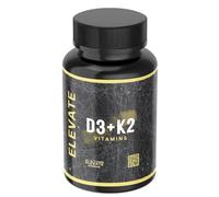 Elevate Supplements Vitamins D3 + K2, 60 Capsules | High Strength Vitamin Supplement for Bone, Brain, Heart, Immune & Muscle Support | Bioactive & Antioxidant Formula | Daily Calcium Absorption Aid