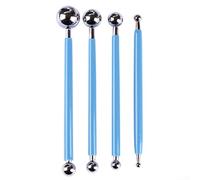Elevate Your Craft with 4 Piece Double Ended Metal Ball Sculpting Tools for Clay and Cake Decoration (blue)