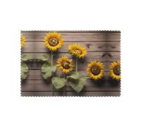 Elevate Your Dining Experience with MSRHIUEF Three Sunflowers on Wooden Prints Placemats Set of 6 12x18in