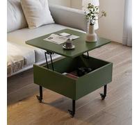 Elevate Your Space: Wood Coffee Table with Lift Top Mobile with Wheels & Hidden Storage Perfect for Small Living Rooms & Pet-Friendly Homes (Green)