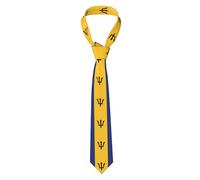 Elevate Your Style with HYTTER Flag of Barbados Prints Men's Necktie - Premium Quality Polyester Fiber Tie, Black, One Size, Black, One size