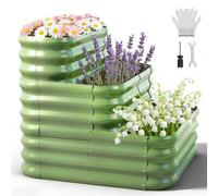 Elevated 3-Tier Galvanized Steel Raised Garden Bed Kit - Modular Rust-Resistant Metal Planter Box, Easy Assembly,Safe Edges, Open Base for Vegetables, Flower, Herb Outdoor Indoor Use-91 x 91 x 80 cm