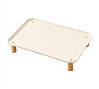 Elevated Bowl Stand Raised Feeder Pet Feeding Tray Pet Food Holder With Legs And Spill Containing Edge For Easier Eating Suitable for kitchens living rooms feeding stations, Cream, Extra Large