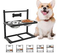 Elevated Dog Bowls for Medium and Small Dogs, 5 Height Adjustable & 2 Stainless Steel Bowls 800ml/27oz, Raised Food Dog Water Stand
