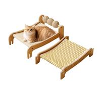 Elevated Cat Bed,2-Layer Elevated Breathable Wooden | Pet Cat Bunk Bed Scratcher,for Home Balcony Apartment Bedroom Living Room