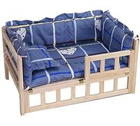 Elevated Cat Bed with Guardrail, Orthopaedic Dog Sofa with Washable Cushion for Indoor/Outdoor Use, Large/Medium Small Dogs Arthritis Pain Relief