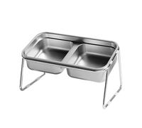 Elevated Cat Bowl Cat Bowls With Stand Raised Bowl Double Bowl Raised Cat Food Bowl Stainless Steel Bowls With Stand 15 Inclined Feeder Cat Food And Water Bowl (Silver, 19.5x11x11cm)