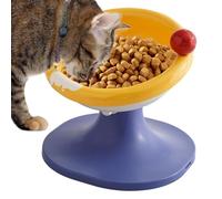 Elevated Cat Bowl - Ceramic Bowl, Height Adjustable Pet Stand, Raised Feeding Bowl with 60 Degree Angle | Home Small Feeding Station for Indoor Meal Table for Cheese