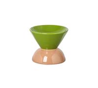 Elevated Cat Bowl, Ceramic Dog-Food Bowl and Water Bowl, Spill-Proof, Anti-Tipping, Raised Cat Bowls for Indoor Cats, Dry/Wet Food(Green brown)