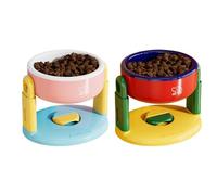 Elevated Cat Bowl, Raised Pet Feeder, Slanted Food Dish, Adjustable, Easy To Clean, Lightweight, Suitable, 14.5cm, Pink, Red, For Kitten, Puppy