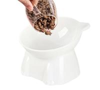 Elevated Cat Bowl - Raised Tilted Feeding, Angled Ceramic Dish, Cats Food Ergonomic Anti-Slip Design | Upright Dining Support postures Relief Aid Whisker Strain Avoidance Digestion Comfort Stable Base