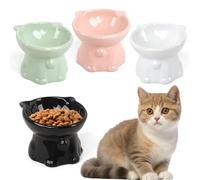 Elevated Cat Bowls, 4 Pack 5 Oz Raised Cat Bowl Ceramic Cats Food Bowls Ceramic Elevated Pet Dishes for Cats Puppies, Microwave and Dishwasher Safe