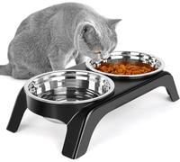 Elevated Cat Bowls, Anti Vomiting Raised Cat Food Bowl with 2 Stainless Steel Bowls Prevent Neck Pain Cat Bowl Set ABS Anti Slip Stand Cat Bowls for Indoor Cats & Puppies
