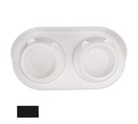 Elevated Cat Bowls, Cat Food And Water Bowl Set Elevated Feeding Station Double Ceramic Pet Raised Ceramic Pet Dish Feeder for Kitten And Small Dogs, 16.1x5.7x8.7in (White [cheongsam Meow] White