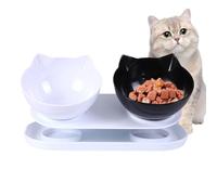 Elevated Cat Bowls, Cat Food Bowl, 15 Degree Tilted Raised Feeder for Dogs, Multifunctional Dog Food Dispenser, Removable Feeding Station for Small Cats and Dogs