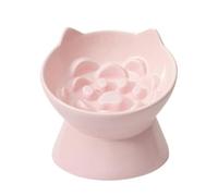 Elevated Cat Bowls, Ceramic Slow Feeder, 15x15x13cm, Raised Pet Dishes, Tiltéd Feeding Stand, Ergonomic Posturé Support, for Home Kitchen Dining Area Apartment Living Room
