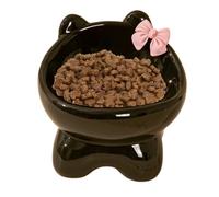 Elevated Cat Bowls - Cute Kitten-Shape Ceramic Raised Cat Bowl | High-Legged Slanted Raised Ceramic Dog Feeder Dish | Tilted Cat Dish for Indoor Cats