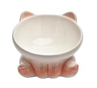 Elevated Cat Bowls for Indoor,Anti Vomiting & Protect Pet's Spine Tilted Cat Food Bowls Whisker Friendly Pets Feeder Spines Dishes for Fat Faced Kitten,Puppies (White Pink)