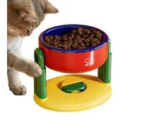 Elevated Cat Bowls - Height Adjustable Raised Dog Bowl with Suction Cup, Non-Slip Dish for Kitten Puppy Feeding Water Dry Wet, Pet Feeding Station for Indoor Outdoor Use | Ergonomic Food and Water Sta