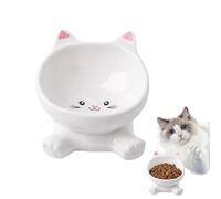 Elevated Cat Bowls - Raised Caat Food Bowl | Tilted Ceramic Raised Caat Foodd Bowl - Anti Vomiting Whisker Friendly Spill-Proof Non-Slip for Kittens Puppies Apartment Travel & City Living