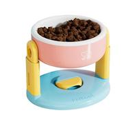 Elevated Cat Bowls, Whisker-Friendly Raised Feeder, Tilted Food and Water Dish, 7.48x6.3x5.71 inches Adjustable Height Pet Bowl, Suction Cup Base, Ideal for Small Dogs and Cats