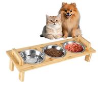 Elevated Cat Food Bowl, 3 Stainless Steel Raised Cat Bowls with Stand, 15°Tilted Cat Bowl for Small Dog, Cat Food and Water Bowl Set, Anti Vomitting, Whisker Fatigue and Dishwasher Safe
