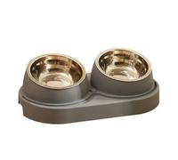 Elevated Cat Food Bowl Cat Bowls With 2 Removable Stainless Steel Bowls Raised Bowls Elevated 15° For Food And Water For Cats Small Size (Grey, 35x19x11.5cm)