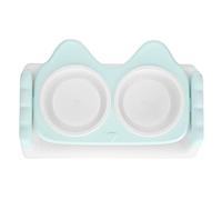 Elevated Cat Food Bowls Double Raised Cat Food Water Bowls with Adjustable Height Stand for Pets Ergonomic Design Non Toxic Plastic Easy to Clean 12.8 Inch Length 16.3oz Weight (Green)