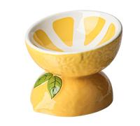 Elevated Cat Food Bowls for Indoor Cats Ceramic Raised Cat Bowl for Food and Water (Yellow)