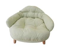 Elevated Cat Sofa Chair Bed with Sturdy Wooden Legs, Plush Round Soft Design for Pets, Beige, 60cm