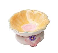 Elevated Ceramic Cat Bowl, S-Shaped Water Food Bowl, Stable Feeding Angle Inclination, Comfortable Ergonomic Design, Hygienic Easy Cleaning, Prevention Problems DigestionGame